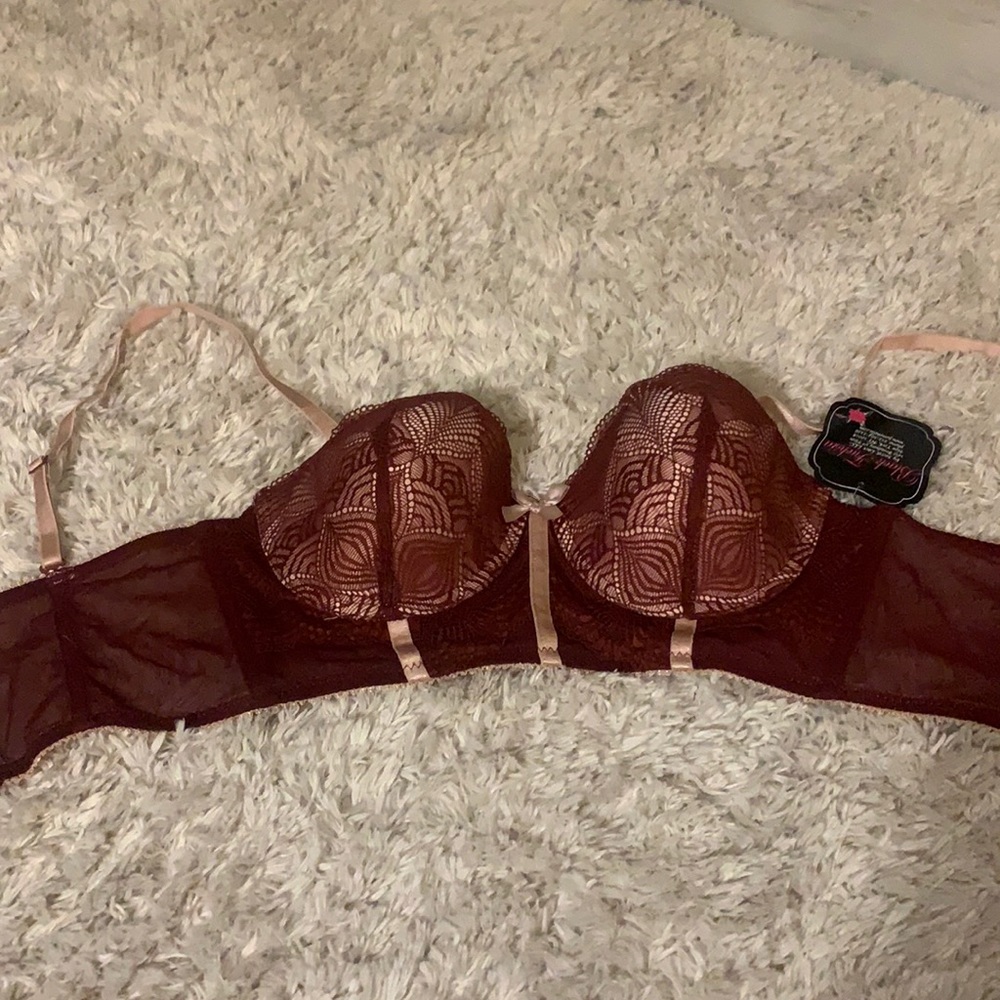 NWT burgundy and pink bra 36C